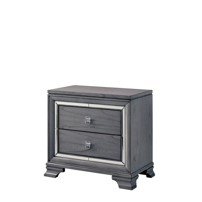 Furniture Of America Hariston Wood 2 Drawer Nightstand In Light Gray Idf 7579n