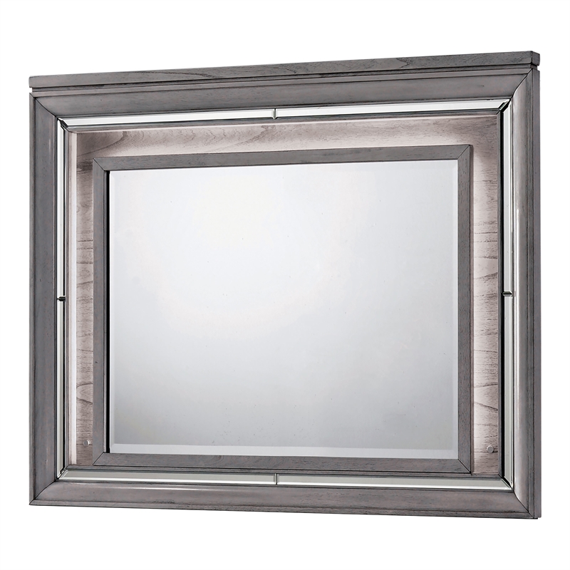 Furniture of America Hariston 2-Piece Wood Dresser and Mirror in Light Gray