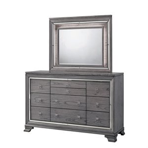 furniture of america hariston 10 drawer contemporary solid wood dresser in light gray