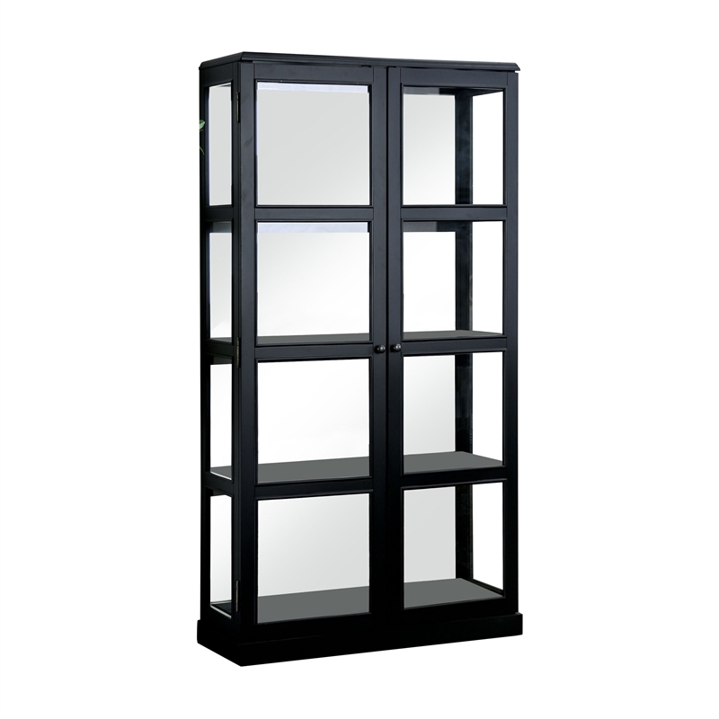 Furniture of America Mendes Transitional Wood 4-Shelf Curio Cabinet in Black