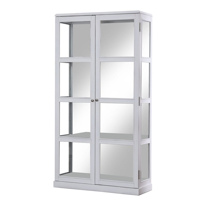 Furniture of America Mendes Transitional Wood 4-Shelf Curio Cabinet in White