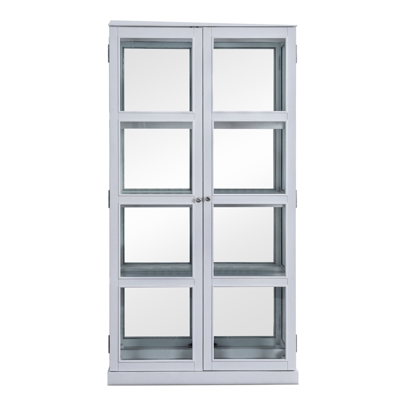 Furniture of America Mendes Transitional Wood 4-Shelf Curio Cabinet in White