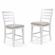Furniture of America Mandelin Rustic Fabric Padded Pub Chair in White (Set of 2)