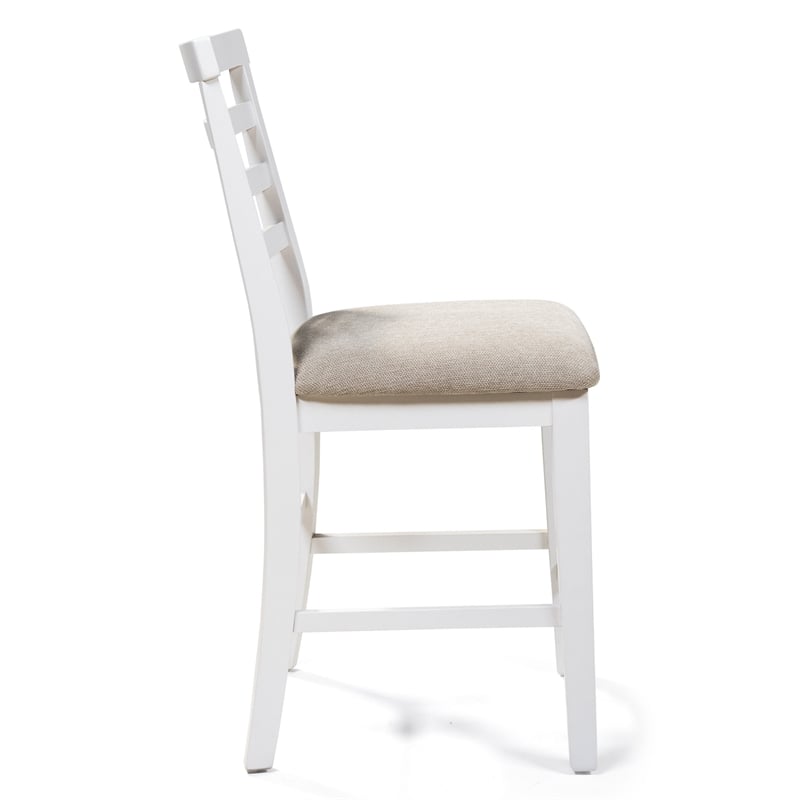 Furniture of America Mandelin Rustic Fabric Padded Pub Chair in White (Set of 2)