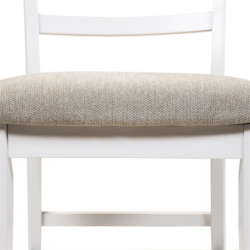 Furniture of America Mandelin Rustic Fabric Padded Pub Chair in White (Set of 2)