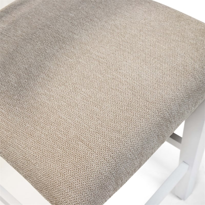 Furniture of America Mandelin Rustic Fabric Padded Pub Chair in White (Set of 2)