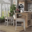 Furniture of America Mandelin Rustic Fabric Padded Pub Chair in White (Set of 2)