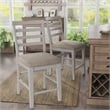 Furniture of America Mandelin Rustic Fabric Padded Pub Chair in White (Set of 2)