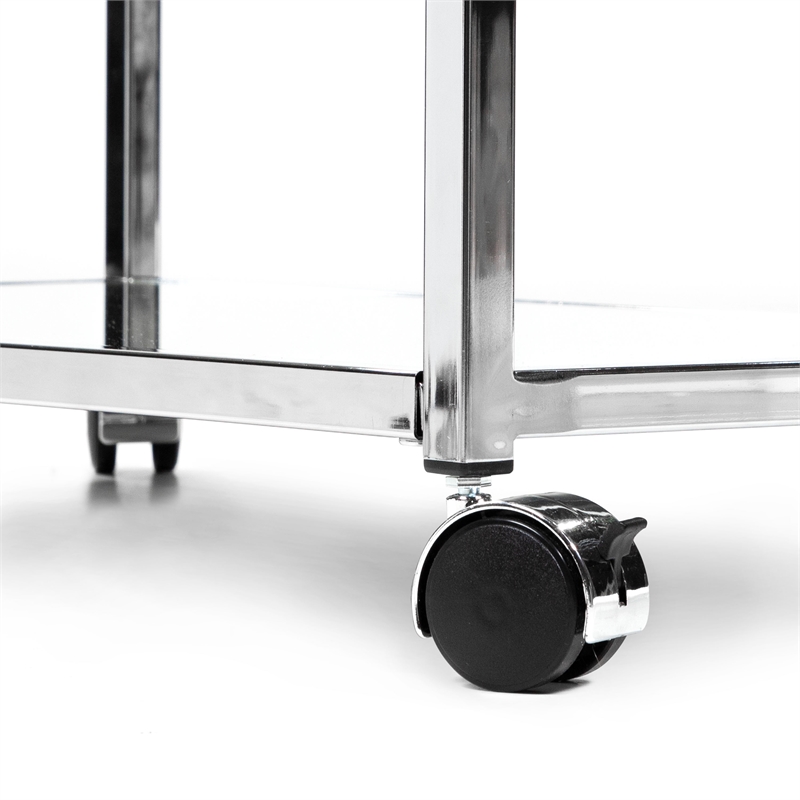 Furniture of America Kendra Contemporary Metal Bar Cart in Chrome