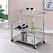 Furniture of America Kendra Contemporary Metal Bar Cart in Chrome