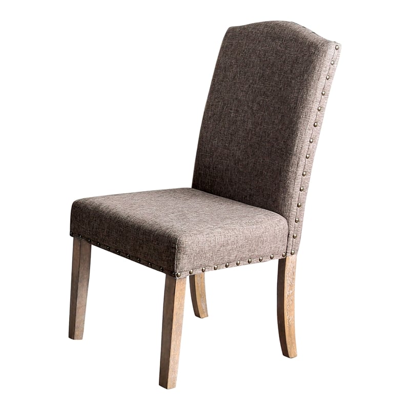 Furniture of America Diez Fabric Padded Side Chair in Natural (Set of 2)