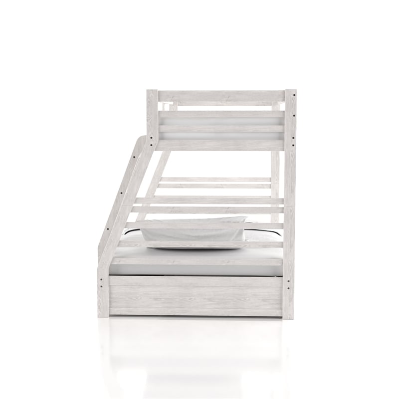 Furniture of America Tomi Wood Twin over Full Storage Bunk Bed in Brushed White