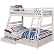 Furniture of America Tomi Wood Twin over Full Storage Bunk Bed in Brushed White