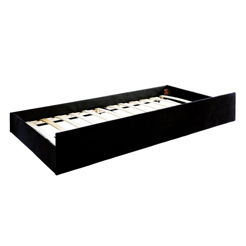 Furniture of America Marlene Contemporary Fabric Daybed with Trundle in Black