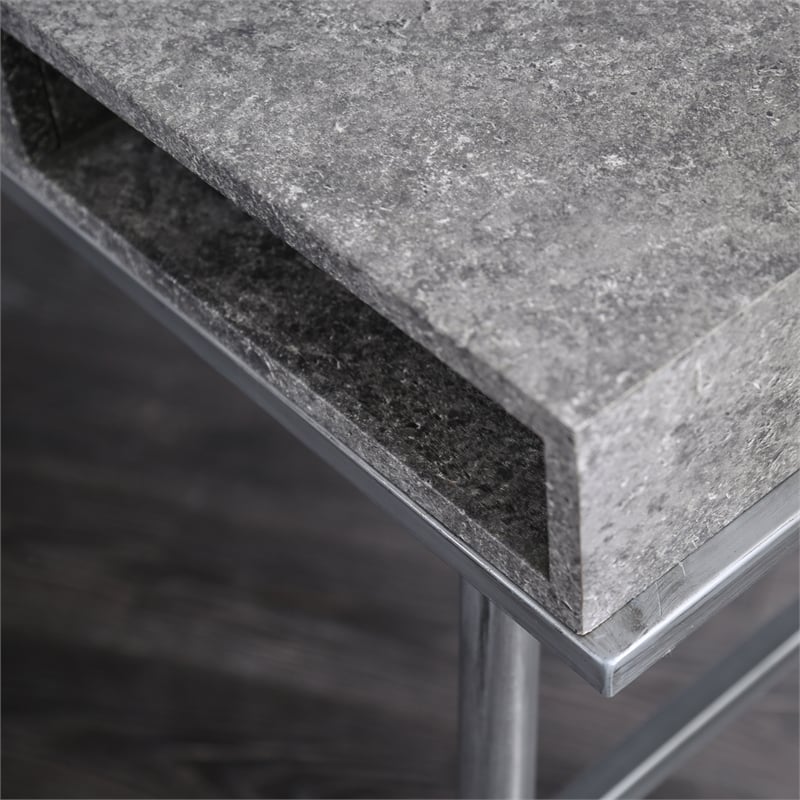 Furniture of America Jairo Industrial Metal 2-Shelf Desk with USB in Silver