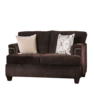 furniture of america bailey chenille upholstered loveseat in chocolate