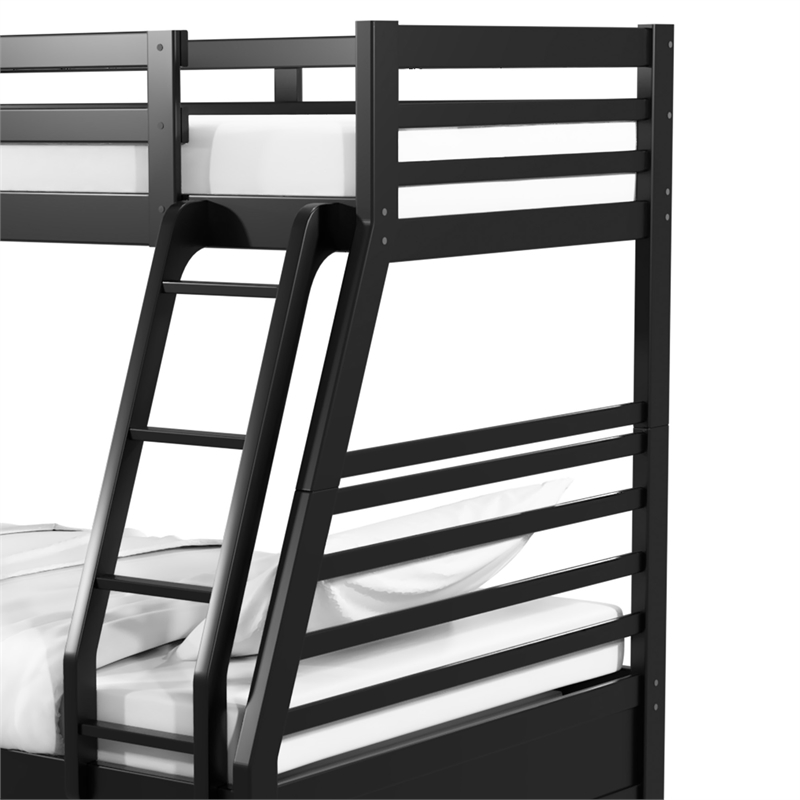 Furniture of America Tomi Wood Twin over Full Storage Bunk Bed in Black