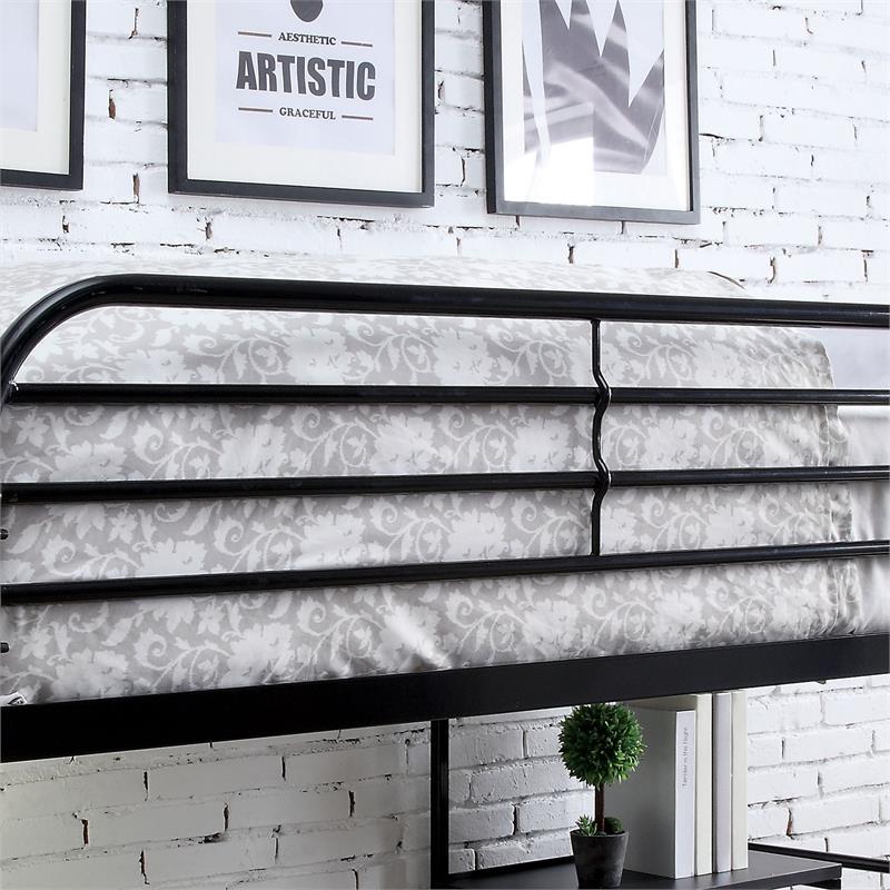Furniture of America Kandice Metal Twin over Workstation Bunk Bed in Black