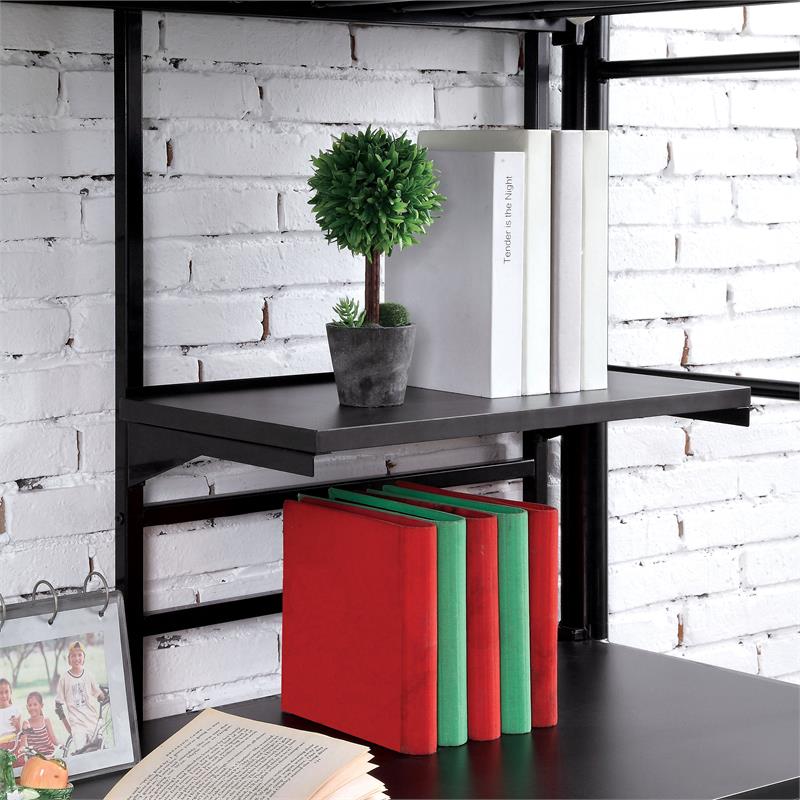 Furniture of America Kandice Metal Twin over Workstation Bunk Bed in Black