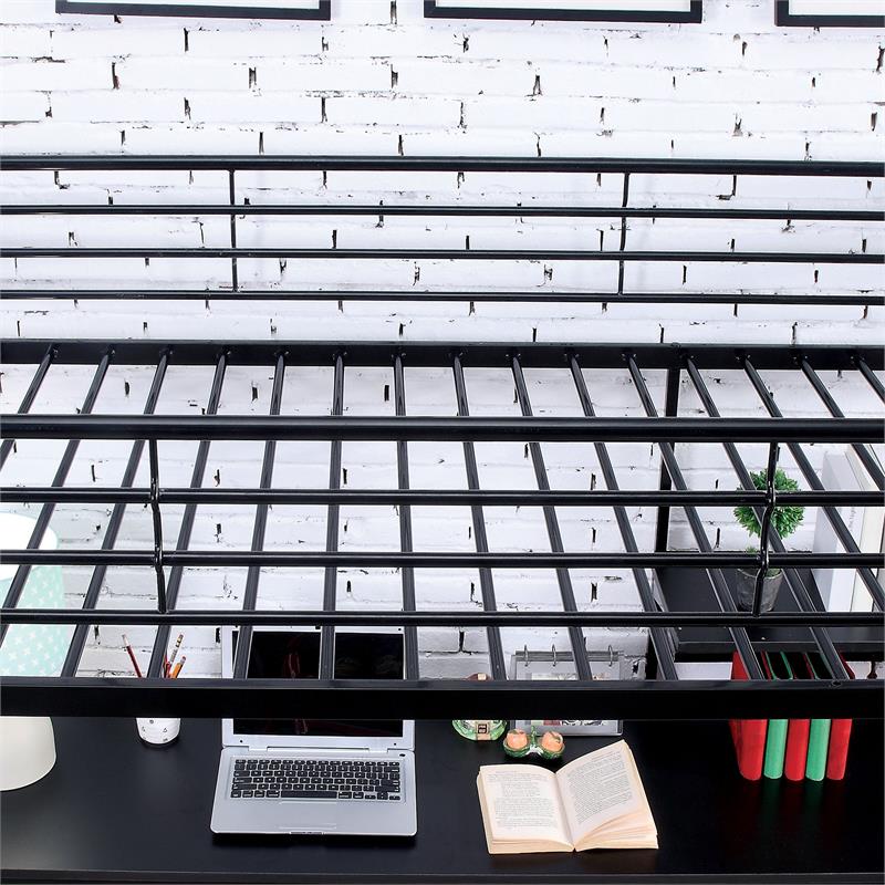 Furniture of America Kandice Metal Twin over Workstation Bunk Bed in Black