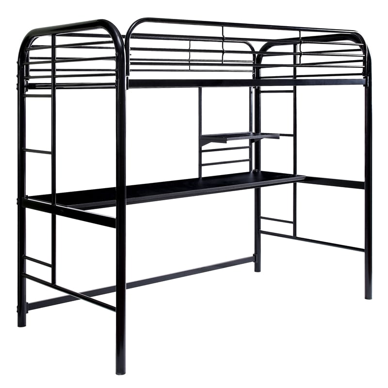 Furniture of America Kandice Metal Twin over Workstation Bunk Bed in Black