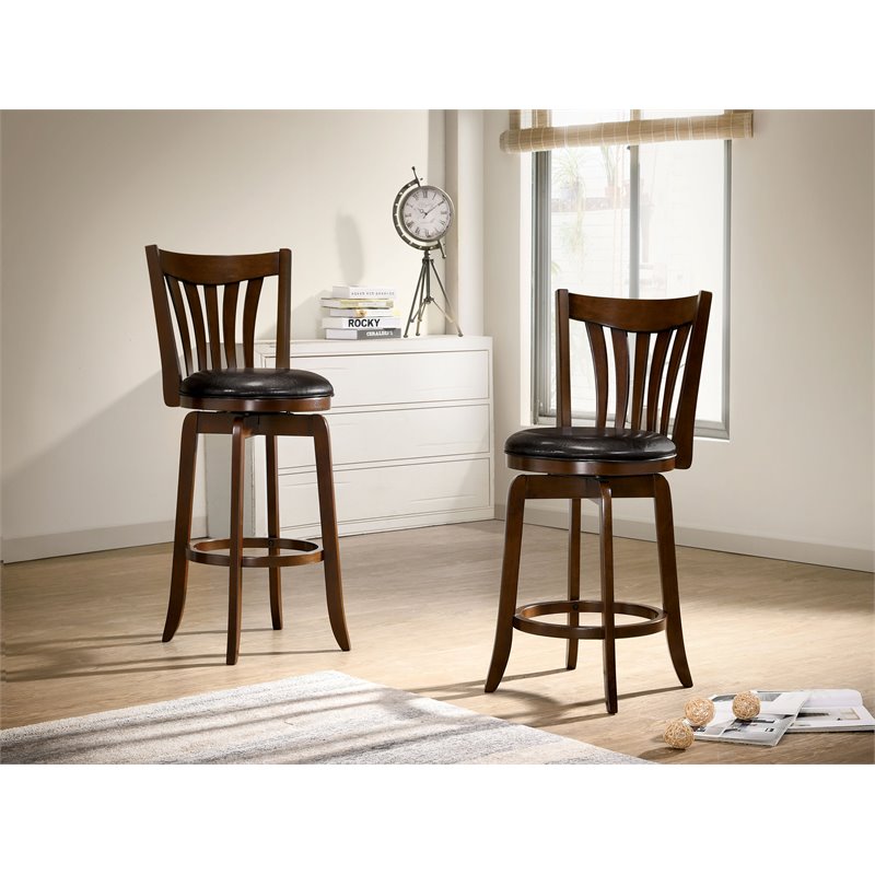 Furniture of America Chrystie 29inch Swivel Wood Bar Stool in Brown