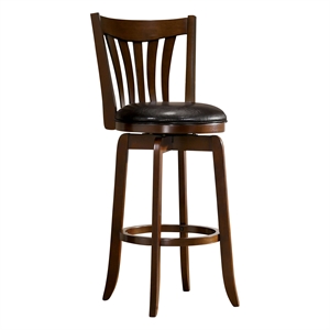 furniture of america chrystie transitional solid wood swivel bar stool in brown cherry