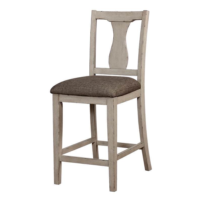 Furniture of America Abram II 5-piece Wood Counter Dining Set in Antique White