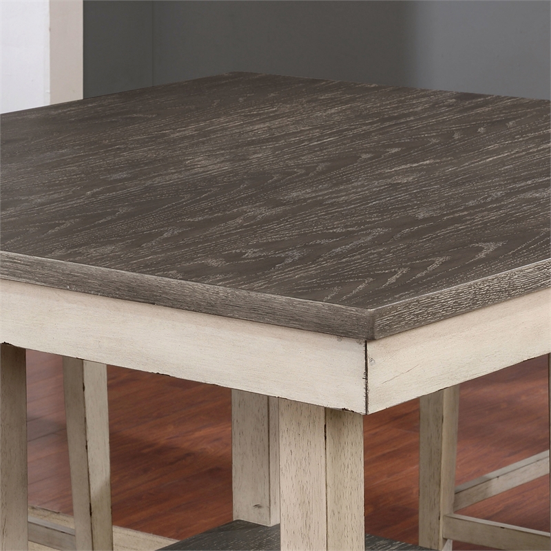 Furniture of America Abram II 5-piece Wood Counter Dining Set in Antique White