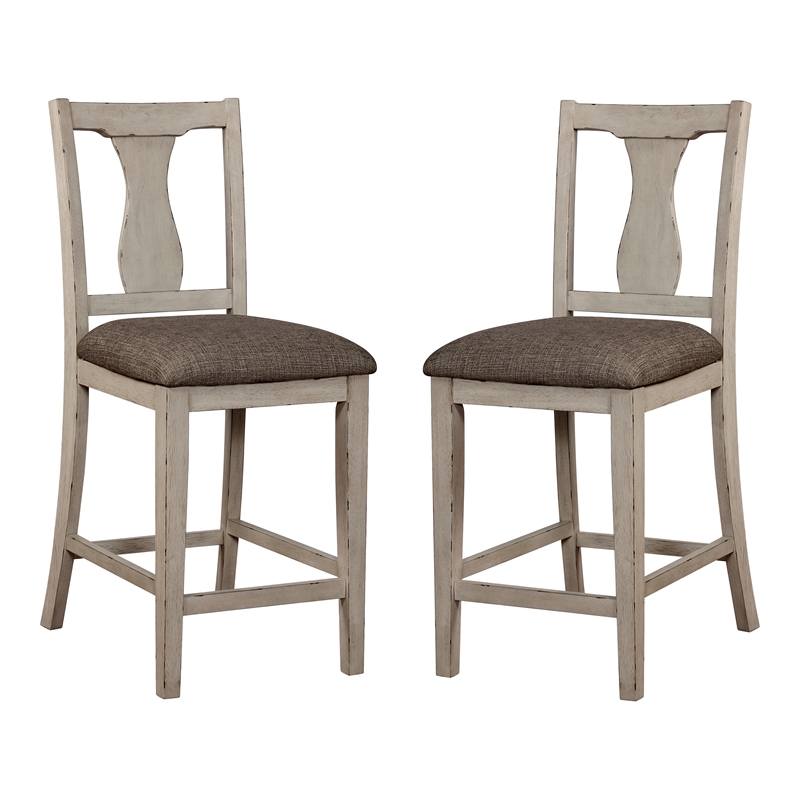 Furniture of America Abram II 5-piece Wood Counter Dining Set in Antique White