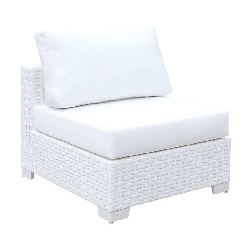 Furniture of America Arthur Rattan Patio Armless Chair in White