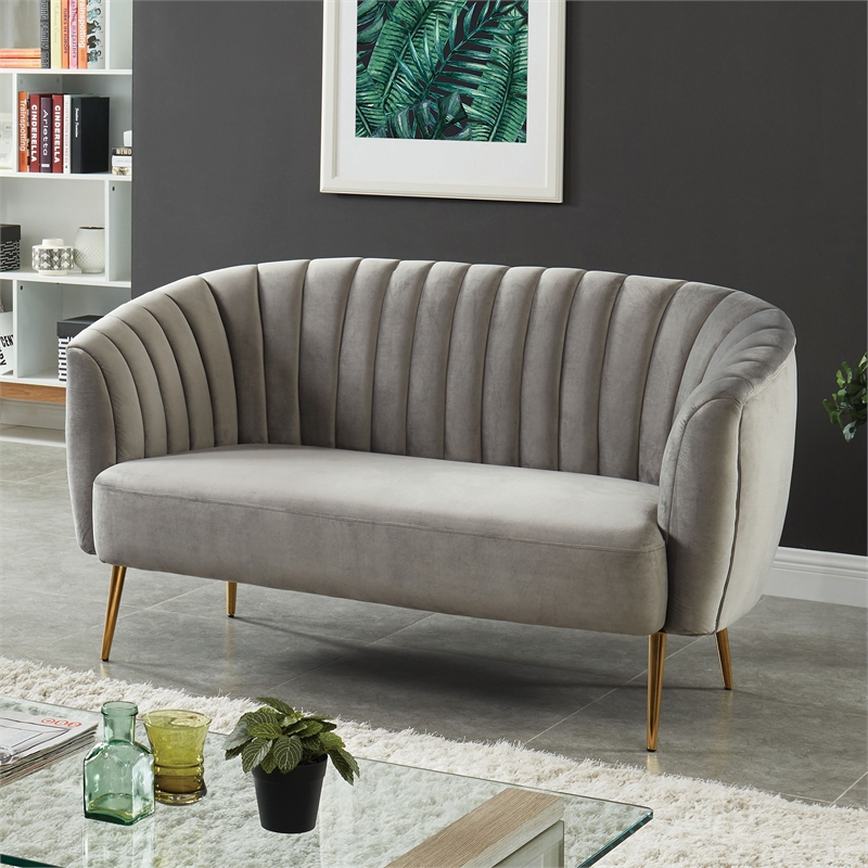Furniture of America Darque Contemporary Fabric Upholstered Loveseat in Gray