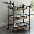 Furniture of America Byson Industrial Metal Bar Cart in Sand Black
