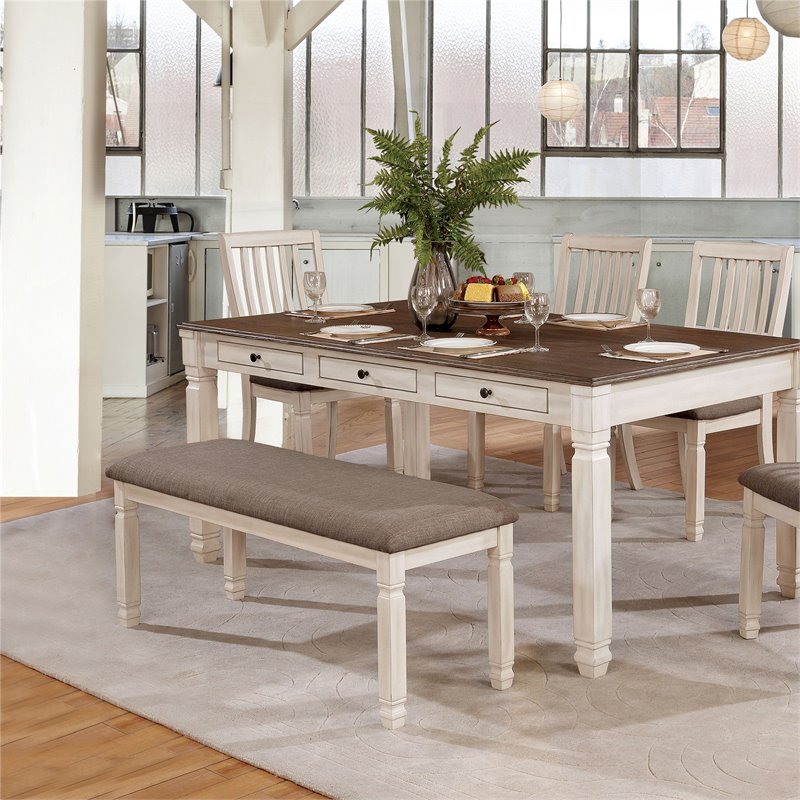 Furniture Of America Rachel I Dining Bench In Antique White And