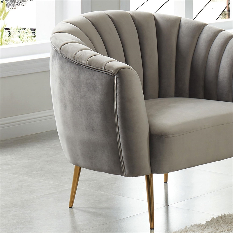 Furniture of America Darque Fabric Upholstered Accent Chair in Gray