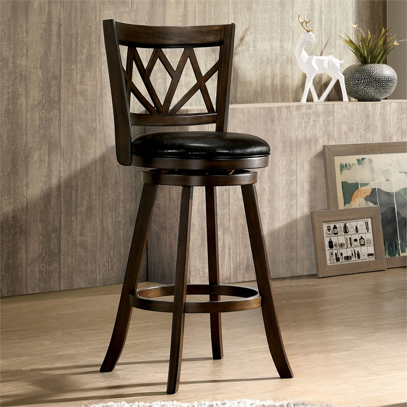 Swivel Bar Stool In Brown Cherry, Bar Height For 29 Inch Stools In Cm