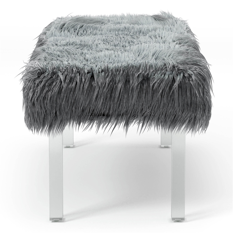 Furniture of America Raven II Contemporary Fabric Upholstered Bench in Gray