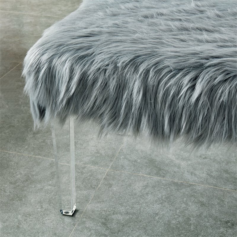 Furniture of America Raven II Contemporary Fabric Upholstered Bench in Gray