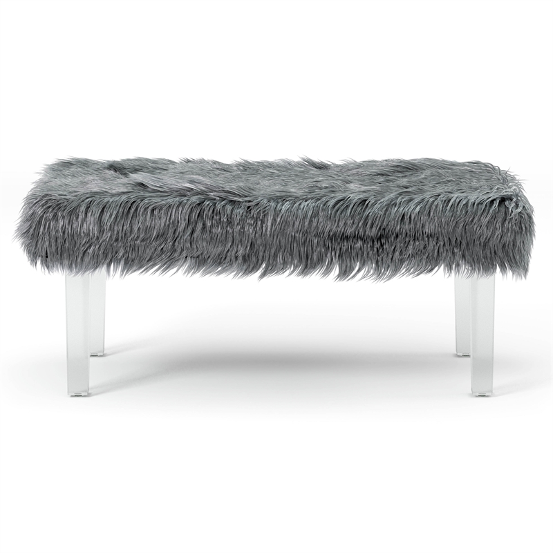 Furniture of America Raven II Contemporary Fabric Upholstered Bench in Gray
