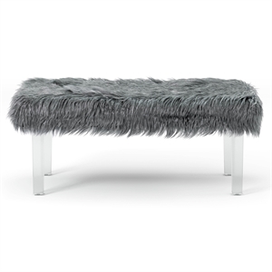 Furniture of America Raven II Contemporary Fabric Upholstered Bench in Gray