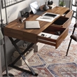 Furniture of America Riley Wood 3-Drawer Writing Desk with USB in Oak and Black
