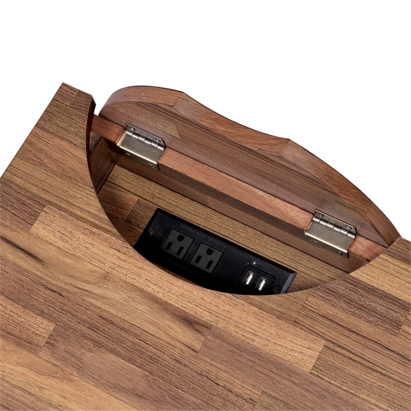 Furniture of America Riley Wood 3-Drawer Writing Desk with USB in Oak and Black