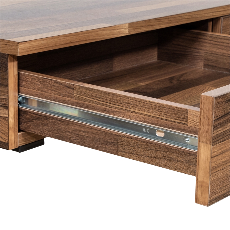 Furniture of America Riley Wood 3-Drawer Writing Desk with USB in Oak and Black