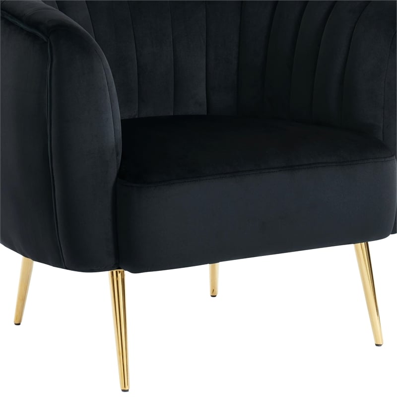 Furniture of America Darque Fabric Upholstered Accent Chair in Black/Gold