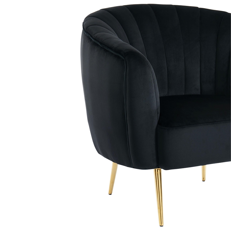 Furniture of America Darque Fabric Upholstered Accent Chair in Black/Gold