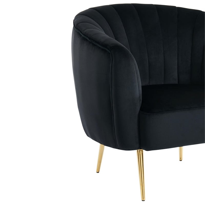 Furniture of America Darque Fabric Upholstered Accent Chair in Black/Gold