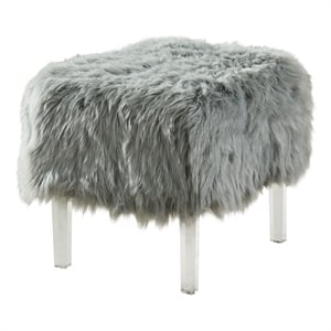 Furniture of America Raven I Contemporary Fabric Upholstered Ottoman in Gray