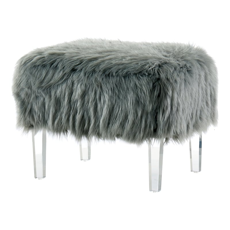 Furniture of America Raven I Contemporary Fabric Upholstered Ottoman in Gray