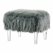 Furniture of America Raven I Contemporary Fabric Upholstered Ottoman in Gray