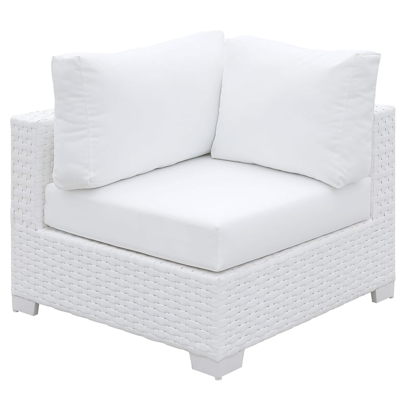 Furniture of America Arthur Contemporary Rattan Patio Corner Chair in White